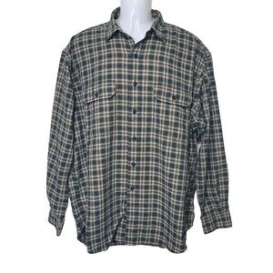 Polo Ralph Lauren Shirt Mens XL G.I. Green Plaid Cotton Wool Button Up